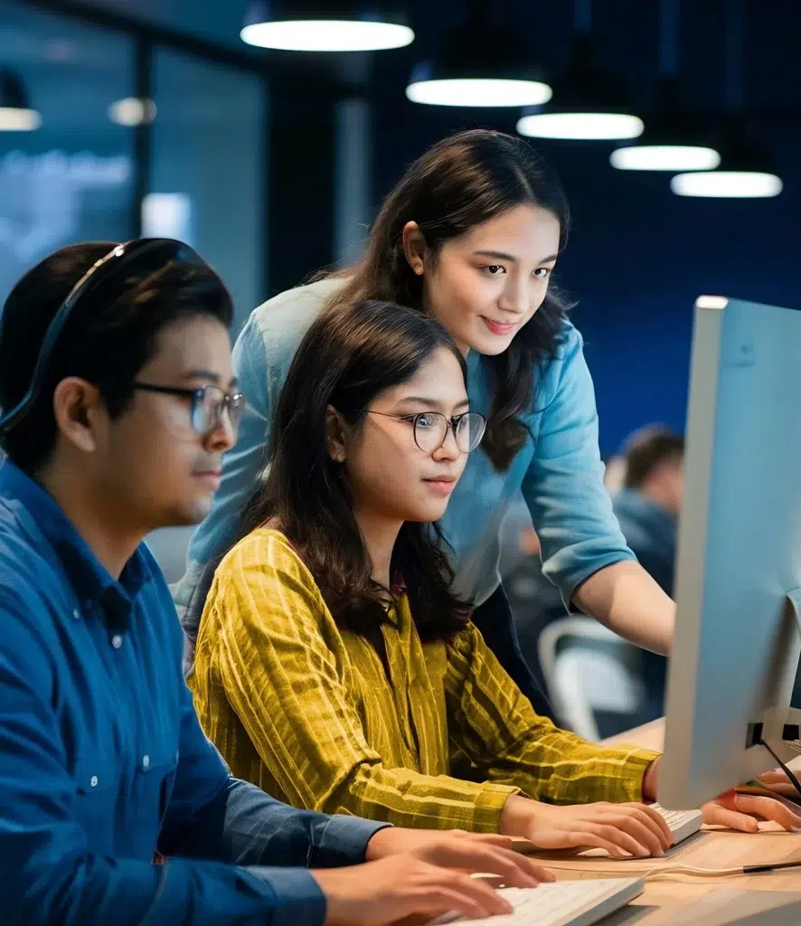 A Diverse Group Of Young Asian Professionals Collaborating