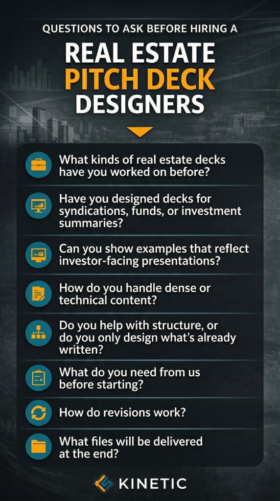 questions to ask a real estate pitch deck designer